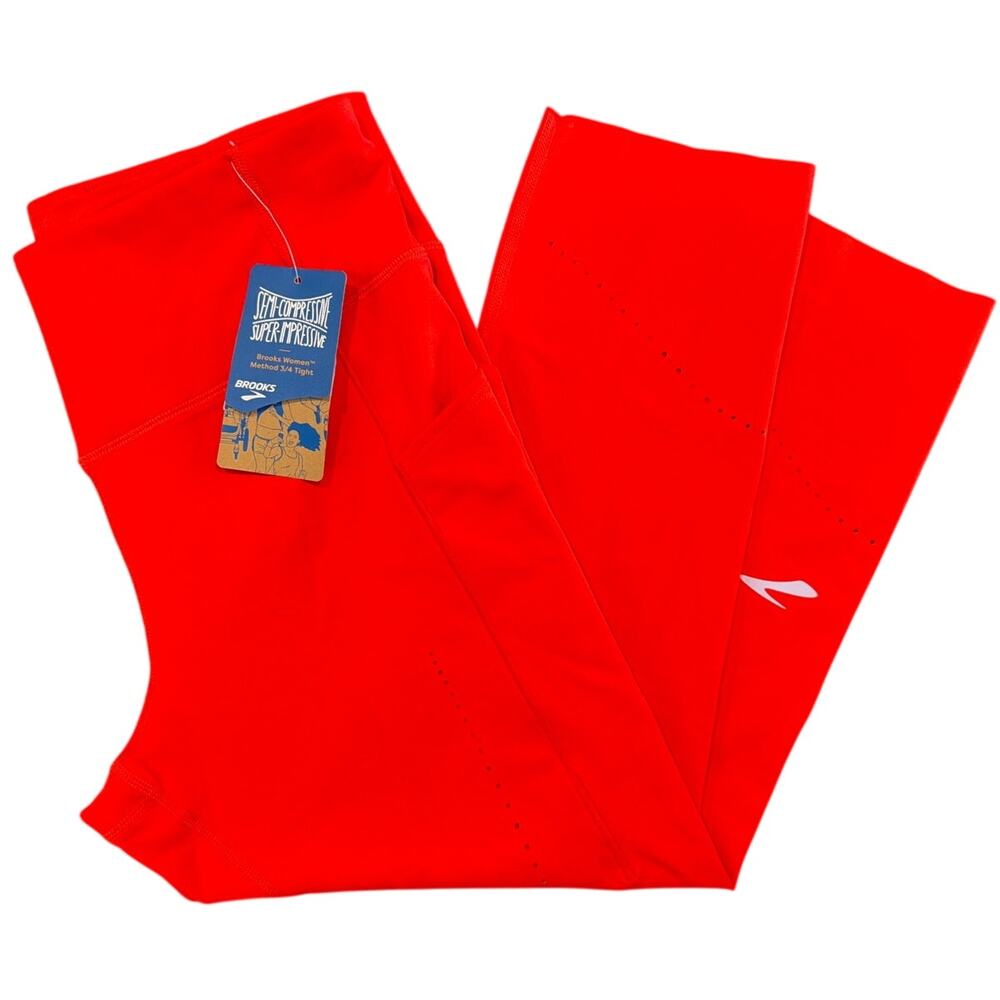 NWT Brooks Method 3/4 Tight Leggings, Red, Women's Large